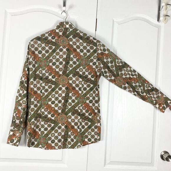NWOT HUGO BOSS Shirt Men L Floral Geo-Print Green Coral White Button-Up Long Slv - Picture 2 of 8